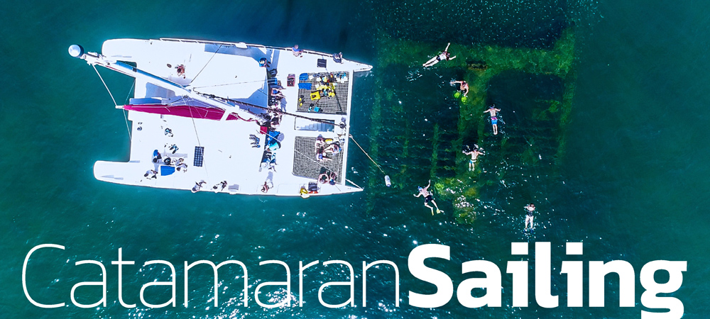 Catamaran Sailing Boat Tour & Snorkeling in Samana Bay Dominican Republic.